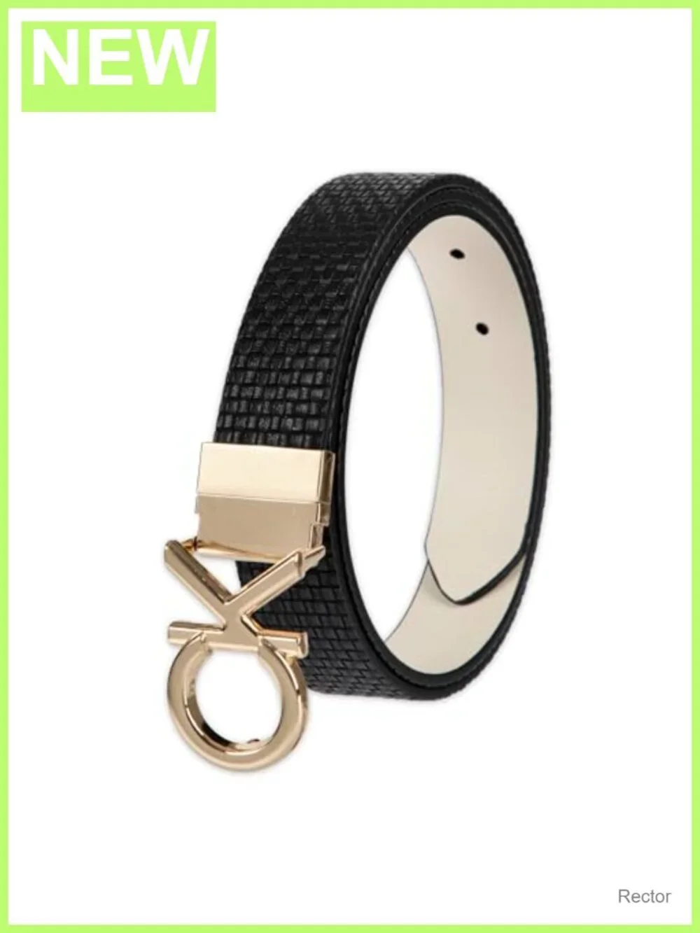 Reversible CK Monogram Plaque Buckle Dress Belt for Women